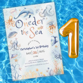ブルーオンデアの海の男の子1歳の誕生日招待状 招待状