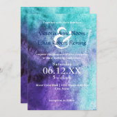 ブルーオンパープルウォーターカラー-結婚式招待状 招待状 (正面/裏面)