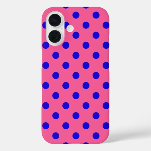 ブルーオンピンク水玉模様パターンデザイン Case-Mate iPhoneケース (裏面)
