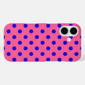 ブルーオンピンク水玉模様パターンデザイン Case-Mate iPhoneケース (裏面 (横))