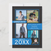 ブルーオンブラック5フォトコラージュ卒業 案内状 (正面)