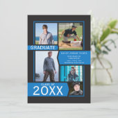 ブルーオンブラック5フォトコラージュ卒業 案内状 (スタンド正面)