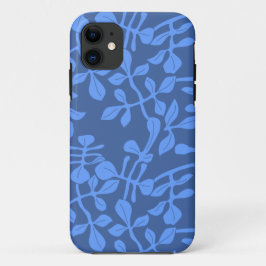 ブルーオンブルーの葉模様のiPhoneケース バリーバレケース iPhone 11 ケース