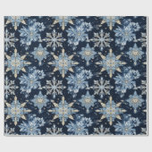 ブルーオンブルー宝石で飾られた雪片 ラッピングペーパー (フラット)