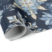 ブルーオンブルー宝石で飾られた雪片 ラッピングペーパー (ロールコーナー)