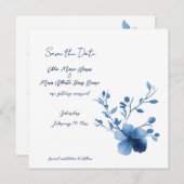 ブルーオンブルー、花の花の日付カードを保存 セーブザデート (正面/裏面)