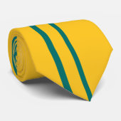 ブルーオン金ゴールドレトロストライプのタイ ネクタイ (ロール)