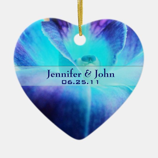 ブルーオーキッドの結婚式のオーナメント セラミックオーナメント (正面)