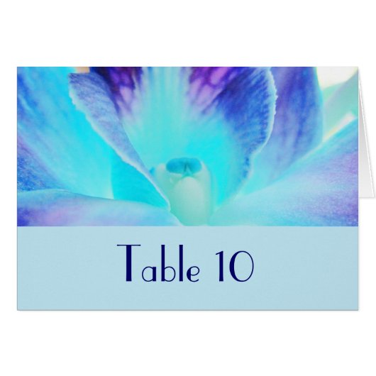 ブルーオーキッドの結婚式のテーブルカード (正面横)