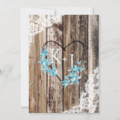 ブルーオーキッドウッドレース結婚素朴ズ 招待状 (裏面)