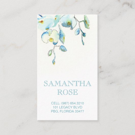 ブルーオーキッドフラワーコースタルママカード 名刺 (正面)