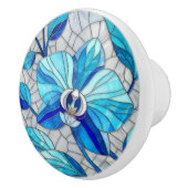 ブルーオーキッドフラワーモザイクアート セラミックノブ (右)