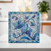 ブルーオーキッドフラワーモザイクアート タイル