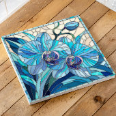 ブルーオーキッドフラワーモザイクアート タイル