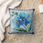 ブルーオーキッドフラワーモザイク クッション (ブランケット)