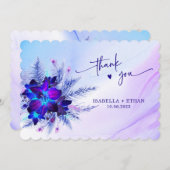 ブルーオーキッド結婚ズサンキューカード 招待状 (正面/裏面)
