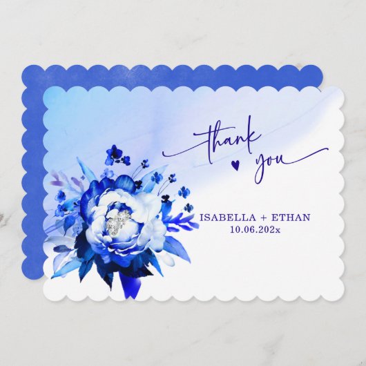 ブルーオーキッド結婚ズサンキューカード 招待状 (正面/裏面)