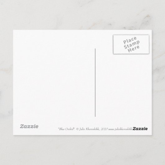ブルーオーキッ市松模様にドバンダガーデンフラワーズボタニック ポストカード (裏面)