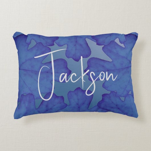 ブルーオークリーフパーソナライズ アクセントクッション (正面)