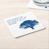 ブルーオーク素朴の木ミニマル結婚と スクエアペーパーコースター (アングル)