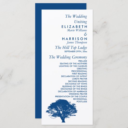 ブルーオーク素朴の木ミニマル結婚と プログラム (正面/裏面)