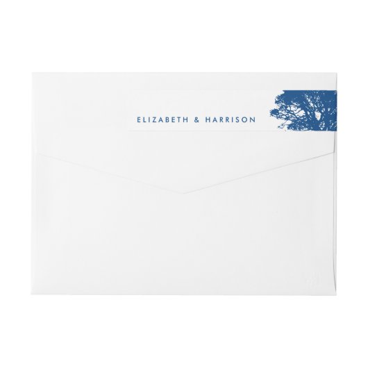 ブルーオーク素朴の木ミニマル結婚と ラップアラウンドラベル (裏面)