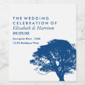 ブルーオーク素朴の木ミニマル結婚と ワインラベル (シングルラベル)