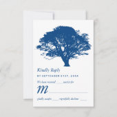 ブルーオーク素朴の木ミニマル結婚と 出欠カード (正面)