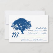 ブルーオーク素朴の木ミニマル結婚と 出欠カード (正面)