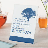 ブルーオーク素朴の木ミニマル結婚と 台座サイン (インサイチュ)