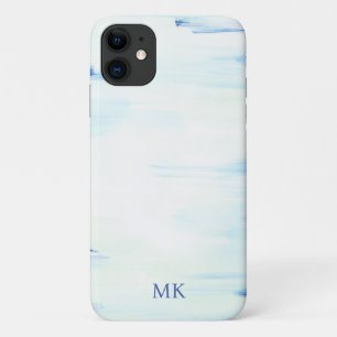 ブルーオーシャンアブストラクトアート オーダーメイドモノグラムイニシャル iPhone 11 ケース