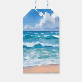 ブルーオーシャンウェーブ | ビーチ 海 ウォーターカラー ギフトタグ