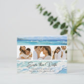 ブルーオーシャンビーチウェディングフォト セーブザデート 案内ポストカード (スタンド正面)