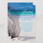 ブルーオーシャン & サンディビーチ ブライダルシャワー 招待状 (正面/裏面)