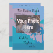 ブルーオーシャン ブレンドファミリー フォト ウェディング 招待状 (正面/裏面)