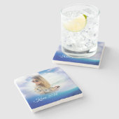 ブルーオーシャン ヴァケーション メモリー ケープセーク カスタム フォト ストーンコースター (横)