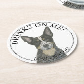 ブルーオーストラリアのカトレドッグヘレ結婚ーの ラウンドペーパーコースター (アングル)