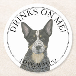 ブルーオーストラリアのカトレドッグヘレ結婚ーの ラウンドペーパーコースター