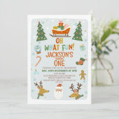 ブルーオーズおもしろいクリスマス1st誕生日招待状 招待状 (スタンド正面)