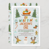 ブルーオーズおもしろいクリスマス1st誕生日招待状 招待状 (正面/裏面)