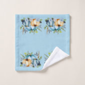 ブルーオータムカボチャ水彩サンクスギビング バスタオルセット (ウォッシュタオル)