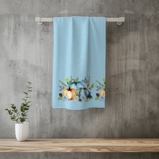 ブルーオータムカボチャ水彩サンクスギビング バスタオルセット