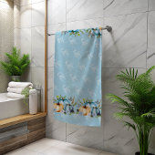 ブルーオータムカボチャ水彩サンクスギビング バスタオルセット