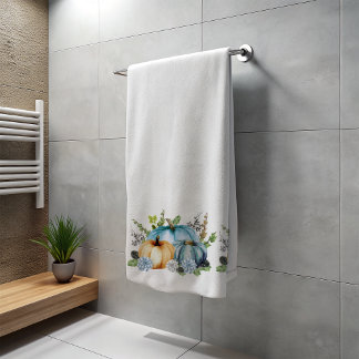 ブルーオータムカボチャ水彩感謝風呂T バスタオルセット