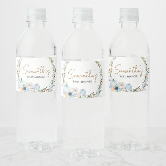 ブルーオータムフラワーカボチャ赤ちゃんシャワー ペットボトルラベル (ボトル)