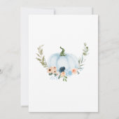 ブルーオータムフラワーカボチャ赤ちゃんシャワー 招待状 (裏面)