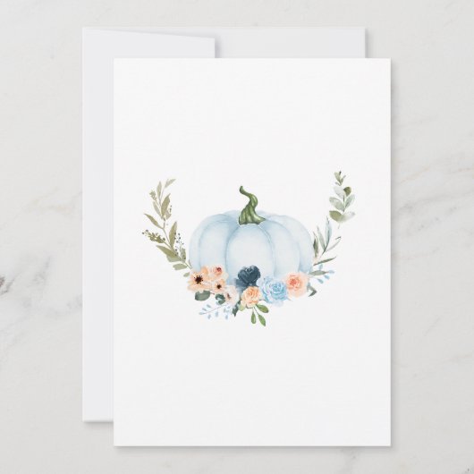 ブルーオータムフラワーカボチャ赤ちゃんシャワー 招待状 (裏面)