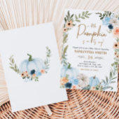 ブルーオータムフラワーカボチャ赤ちゃんシャワー 招待状