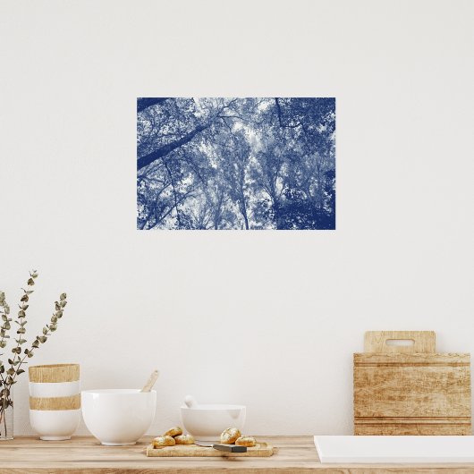 ブルーオータム – シアノタイプ効果 ポスター (キッチン)
