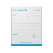 ブルーオーダ空白のー型枠または請求書メモ帳 ノートパッド (回転)